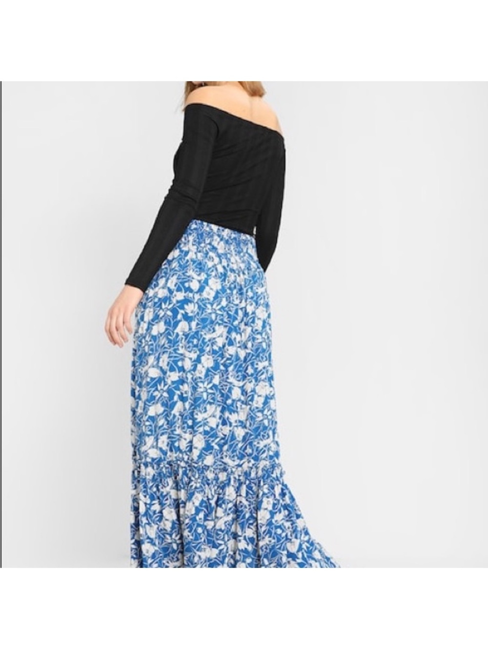 Free People Way Of The Wind Teal Blue Floral Tiered Maxi Skirt XS - Picture 10 of 16